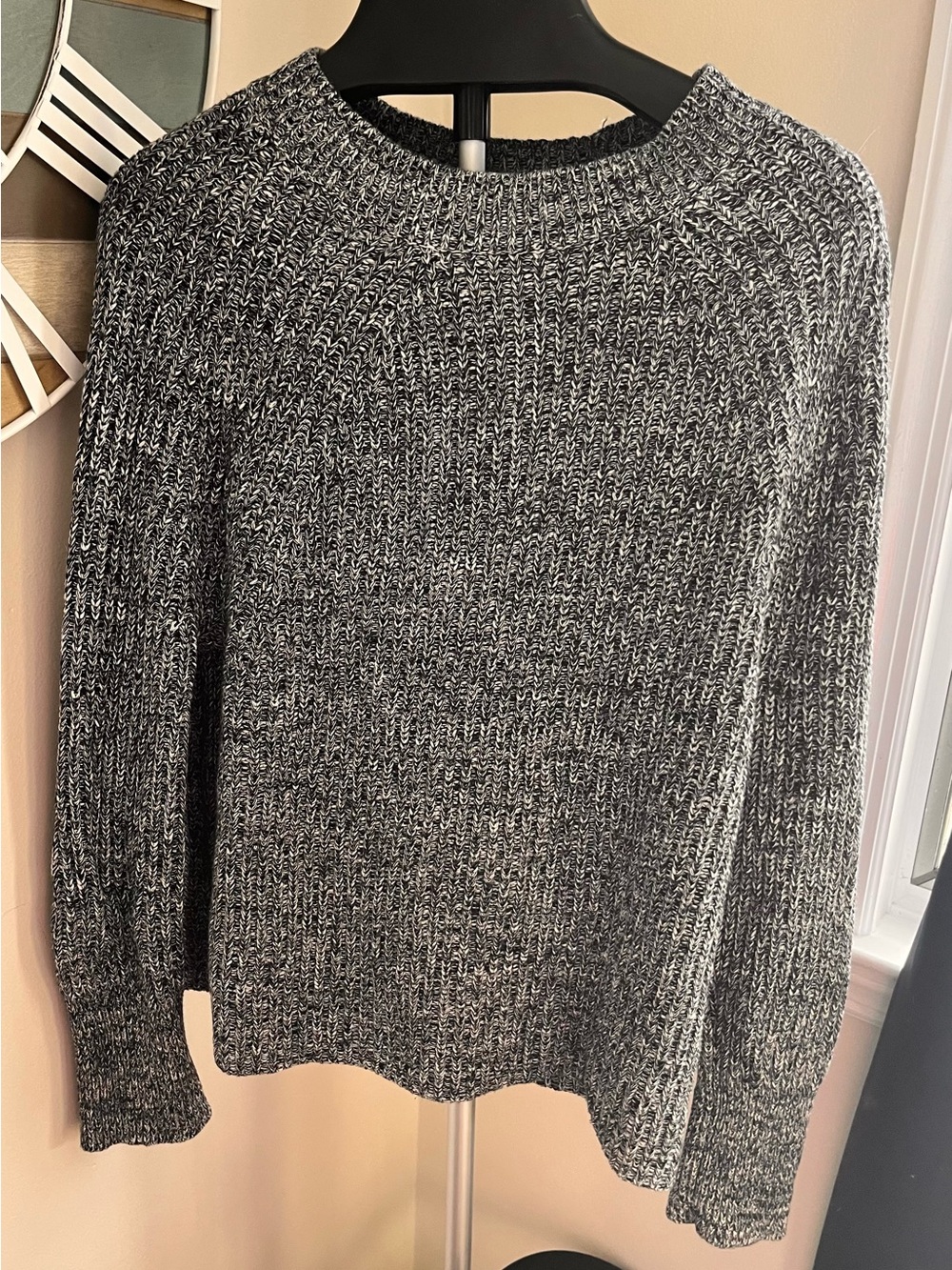 French Connection Black & Gray Marled Crewneck Sweater